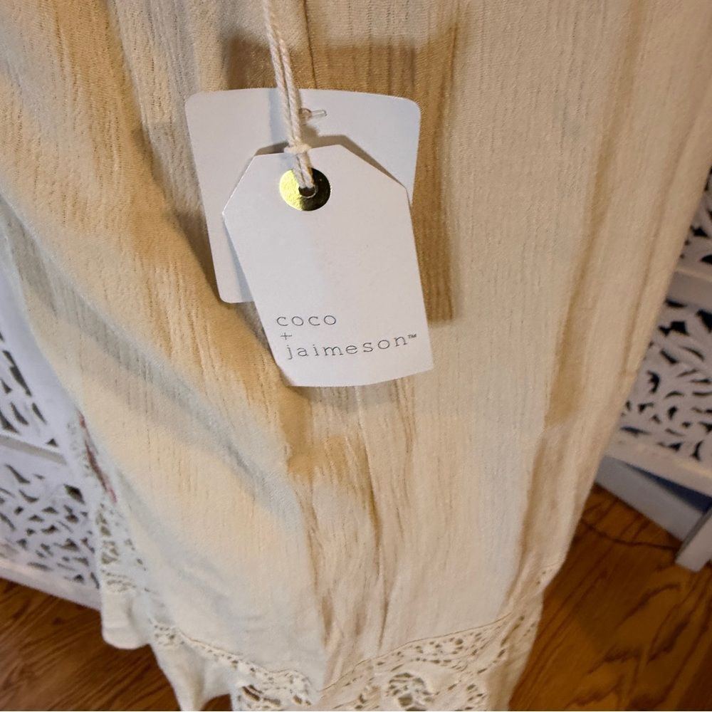 NWT coco + jaimeson Boho Cream and Orange Embroid… - image 5